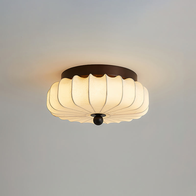 Plafondlamp met Walnoot Frame en Stoffen Kap – Vintage Design met Geïntegreerde LED | Sansoti