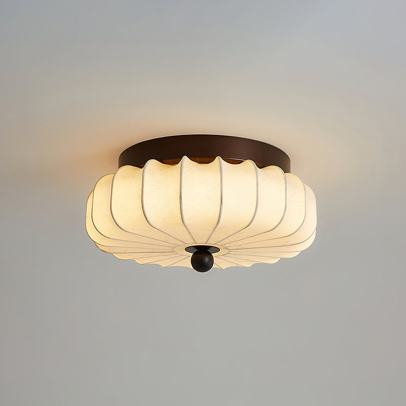 Plafondlamp met Walnoot Frame en Stoffen Kap – Vintage Design met Geïntegreerde LED | Sansoti