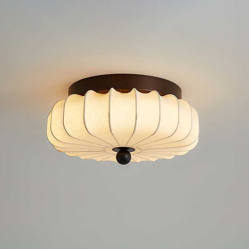 Plafondlamp met Walnoot Frame en Stoffen Kap – Vintage Design met Geïntegreerde LED | Sansoti