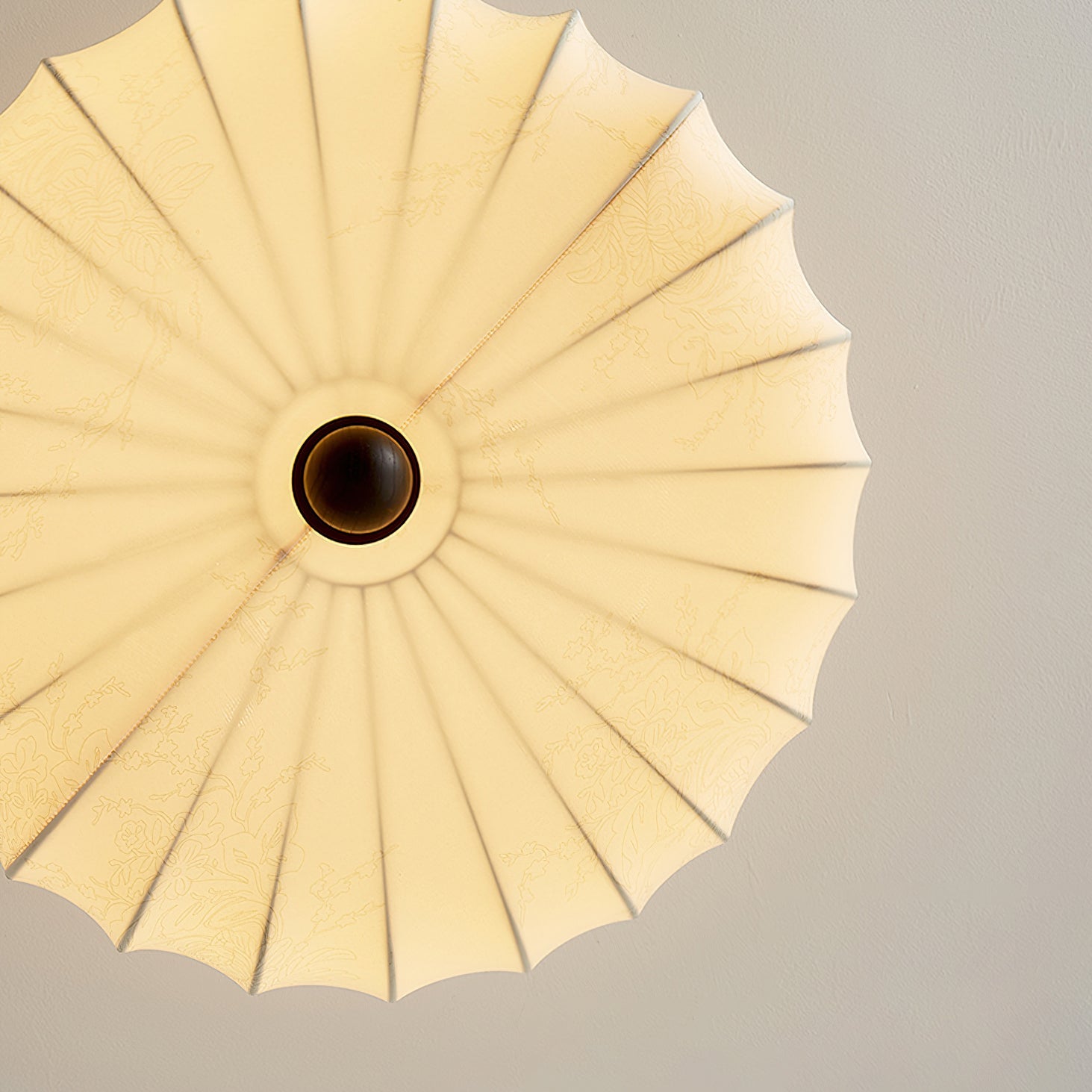 Plafondlamp met Walnoot Frame en Stoffen Kap – Vintage Design met Geïntegreerde LED | Sansoti