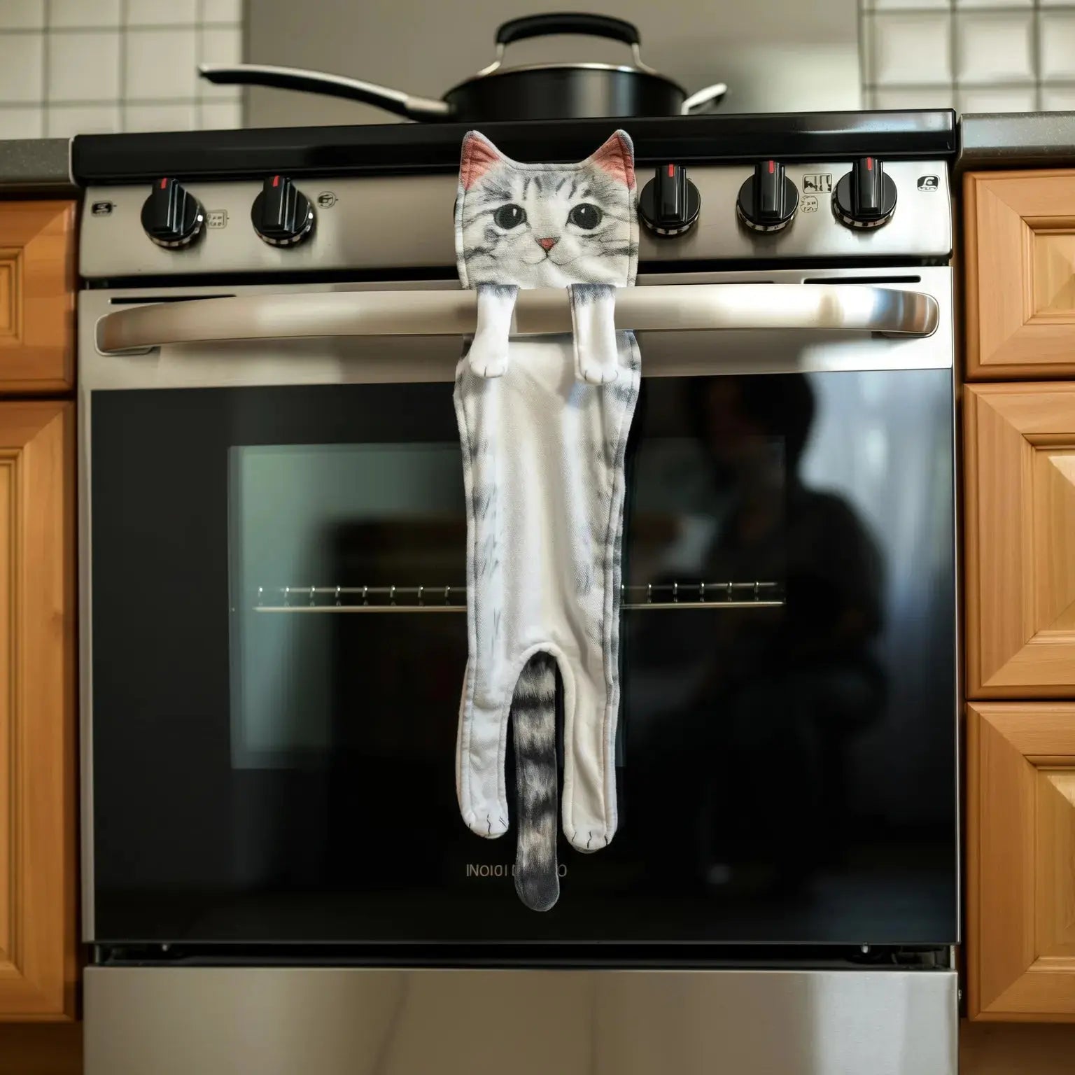 Decoratieve Handdoek met Kattenprint 60×15cm Microvezel Ophangbaar voor Keuken Badkamer | Sansoti