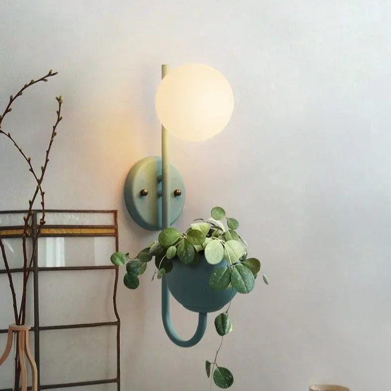 Kelda Plantenlamp Wandlamp – Scandinavische Wandverlichting met Plantenbak – Groen Geel Blauw | Sansoti