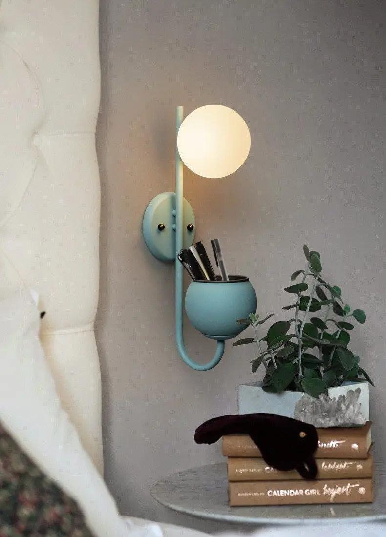 Kelda Plantenlamp Wandlamp – Scandinavische Wandverlichting met Plantenbak – Groen Geel Blauw | Sansoti