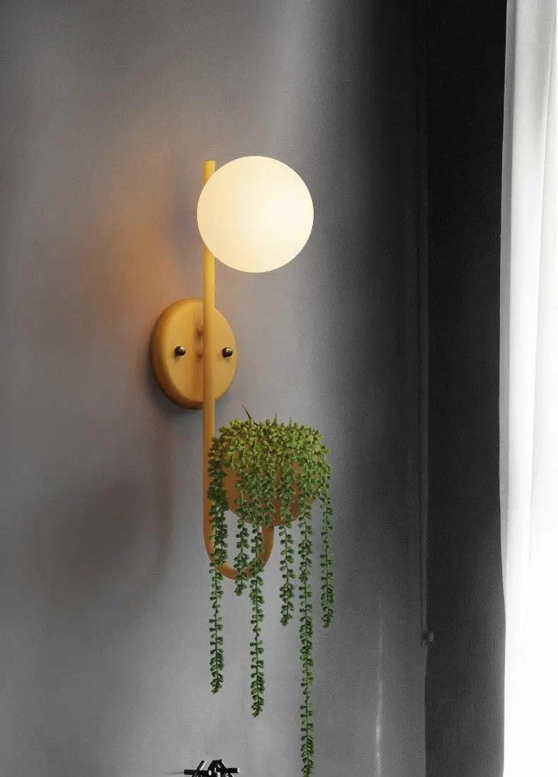 Kelda Plantenlamp Wandlamp – Scandinavische Wandverlichting met Plantenbak – Groen Geel Blauw | Sansoti