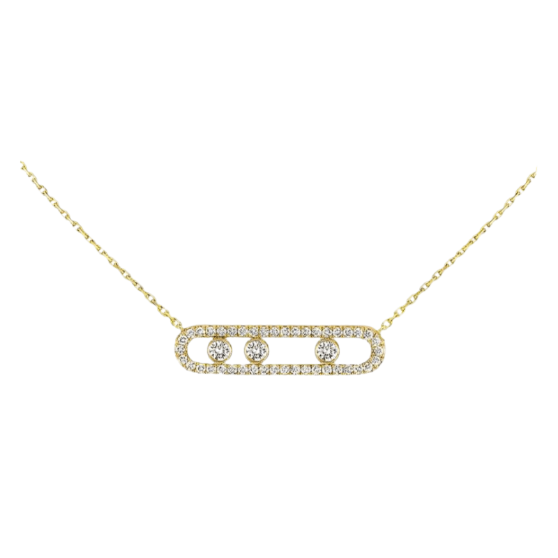 Elegante Halsketting met Drie Bewegende Diamanten – Verstelbaar 40-45 cm – Verguld Staal of Zilver voor Tijdloze Elegantie | Sansoti