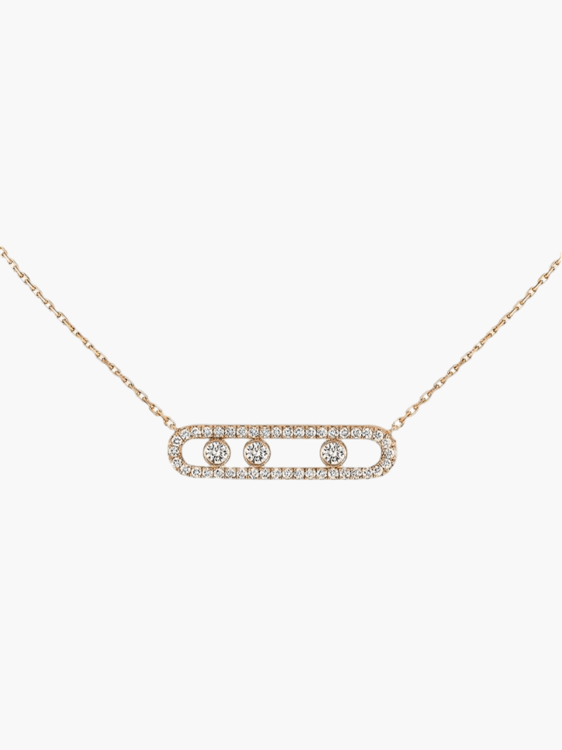 Elegante Halsketting met Drie Bewegende Diamanten – Verstelbaar 40-45 cm – Verguld Staal of Zilver voor Tijdloze Elegantie | Sansoti