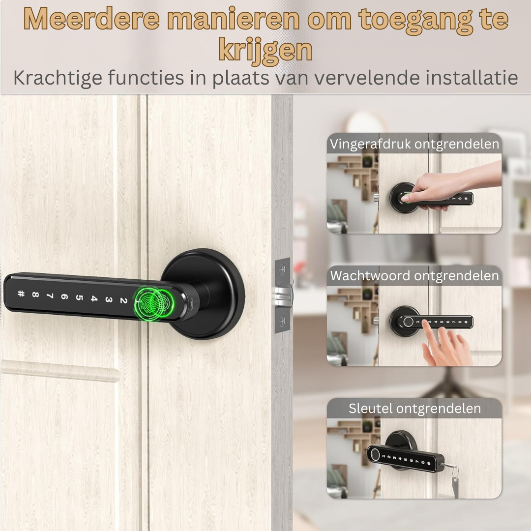 Slimme Deurslot met Vingerafdrukscanner – Geautomatiseerde Toegangsbeveiliging voor Modern Wonen | Sansoti