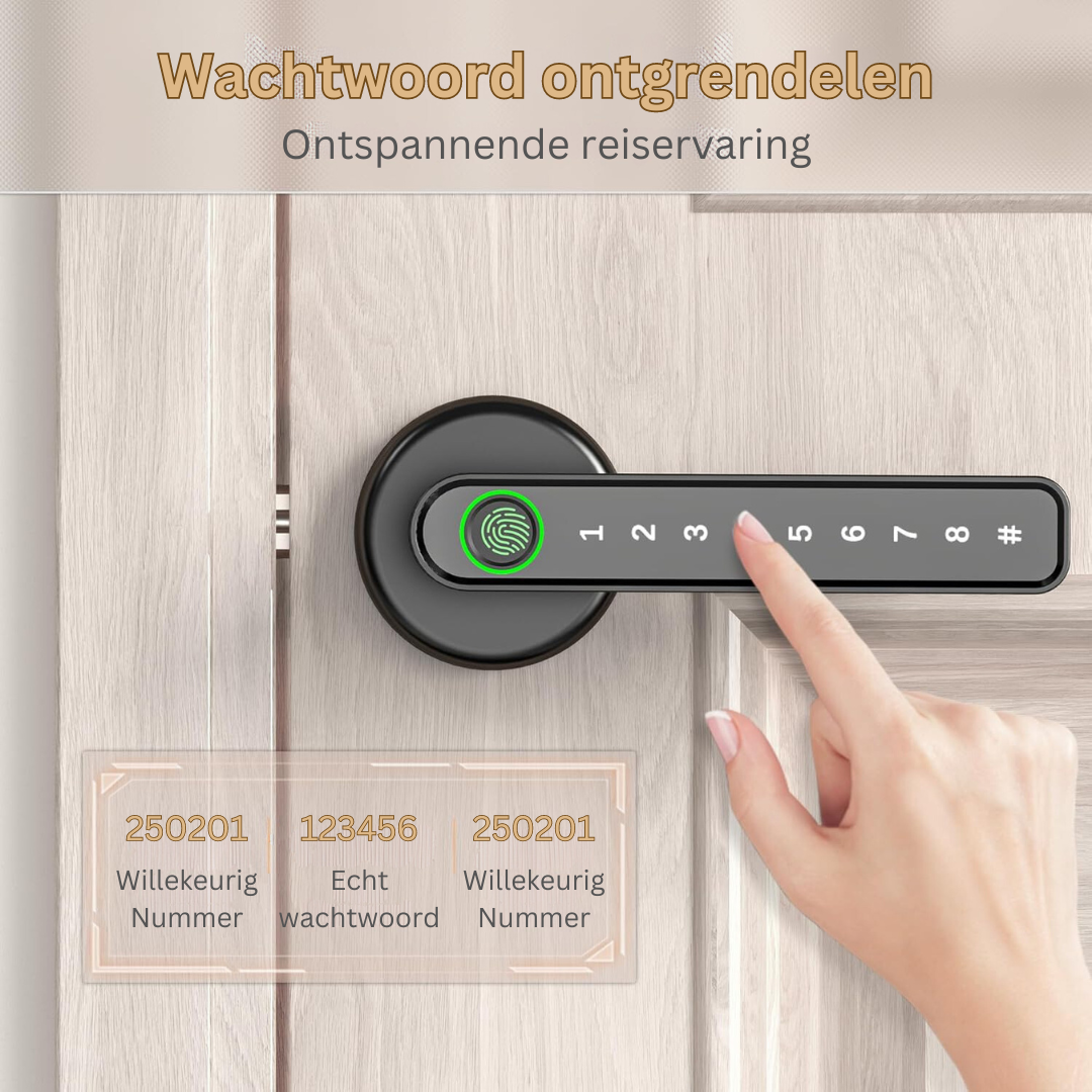 Slimme Deurslot met Vingerafdrukscanner – Geautomatiseerde Toegangsbeveiliging voor Modern Wonen | Sansoti
