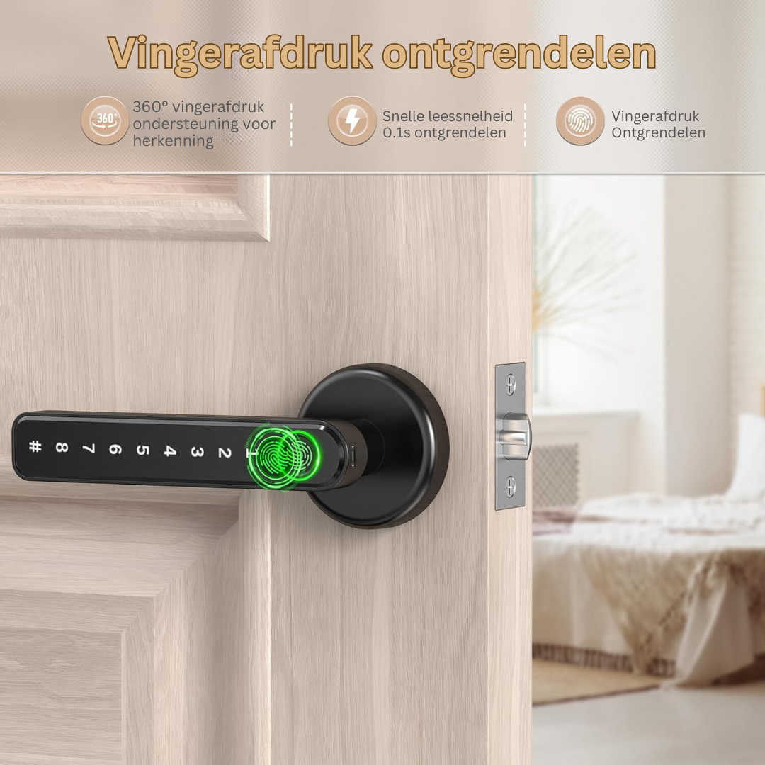 Slimme Deurslot met Vingerafdrukscanner – Geautomatiseerde Toegangsbeveiliging voor Modern Wonen | Sansoti