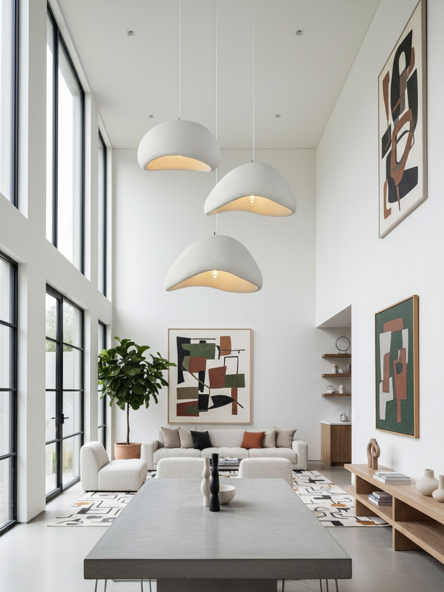 Hanglamp Koepelvorm Polystyreen Grijs Wit Zes Maten E26 E27 Fitting Verstelbare Kabel 150cm Scandinavisch Design Huiskamer Keuken Eethoek Dimbaar | Sansoti