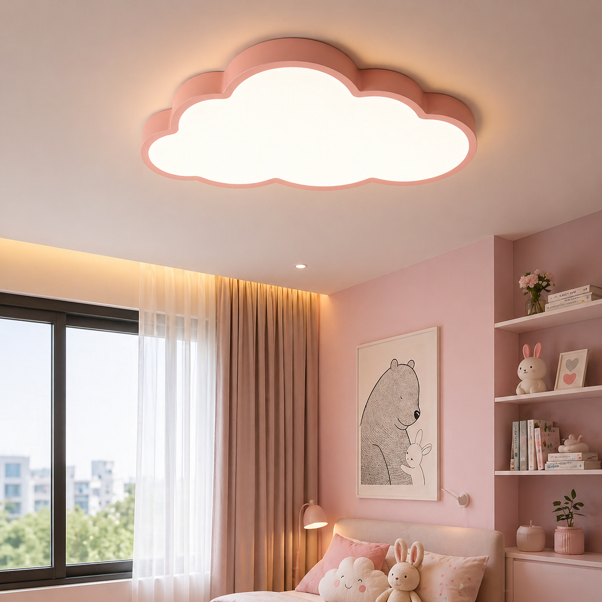 LED Plafondlamp Wolk 40cm Kinderkamer Warm Wit Licht Speels Wolkontwerp Slaapkamer Babykamer Decoratief | Sansoti