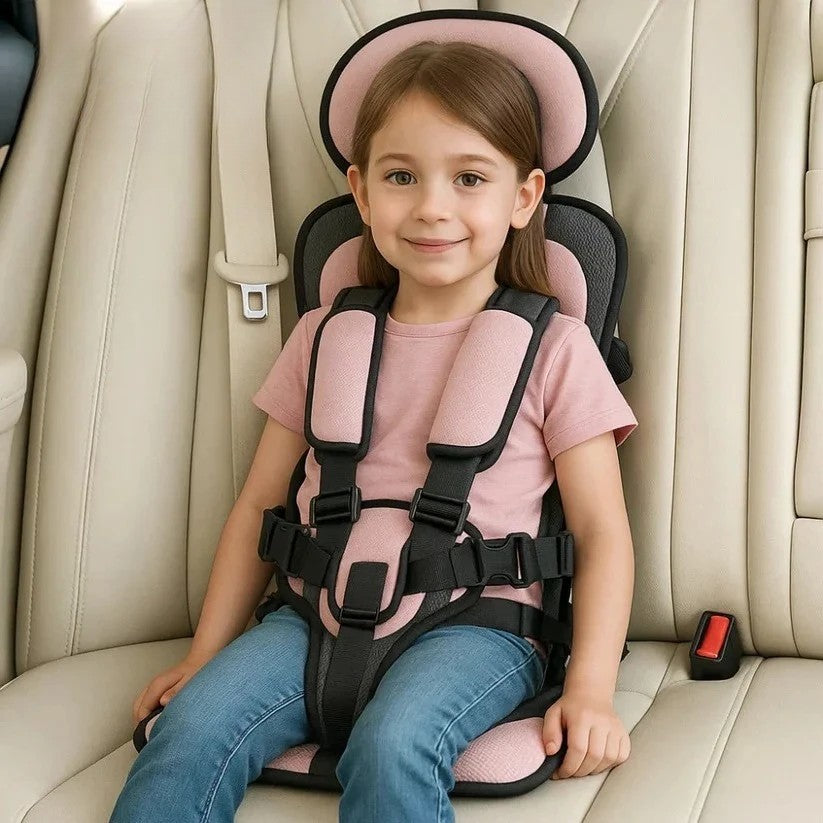Opvouwbare Kinderzitje Reisstoeltje Zwart met Vijfpuntsgordel | Compact voor Taxi Mietwagen en Vakantie Onderweg met Kinderen | Sansoti
