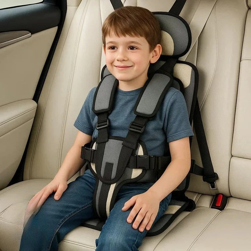 Opvouwbare Kinderzitje Reisstoeltje Zwart met Vijfpuntsgordel | Compact voor Taxi Mietwagen en Vakantie Onderweg met Kinderen | Sansoti