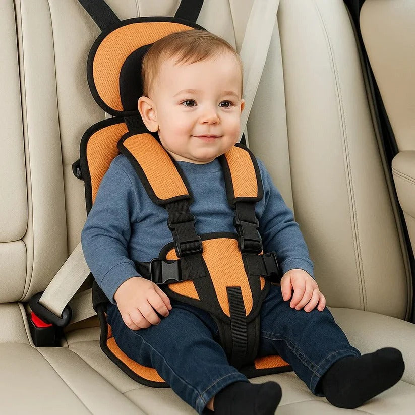 Opvouwbare Kinderzitje Reisstoeltje Zwart met Vijfpuntsgordel | Compact voor Taxi Mietwagen en Vakantie Onderweg met Kinderen | Sansoti