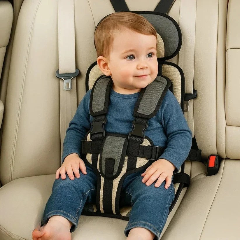 Opvouwbare Kinderzitje Reisstoeltje Zwart met Vijfpuntsgordel | Compact voor Taxi Mietwagen en Vakantie Onderweg met Kinderen | Sansoti
