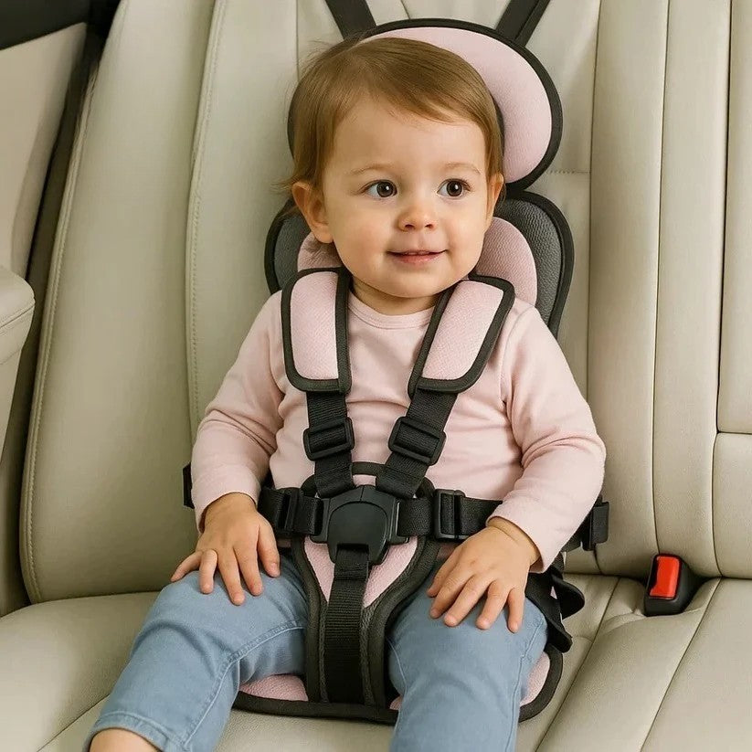 Opvouwbare Kinderzitje Reisstoeltje Zwart met Vijfpuntsgordel | Compact voor Taxi Mietwagen en Vakantie Onderweg met Kinderen | Sansoti