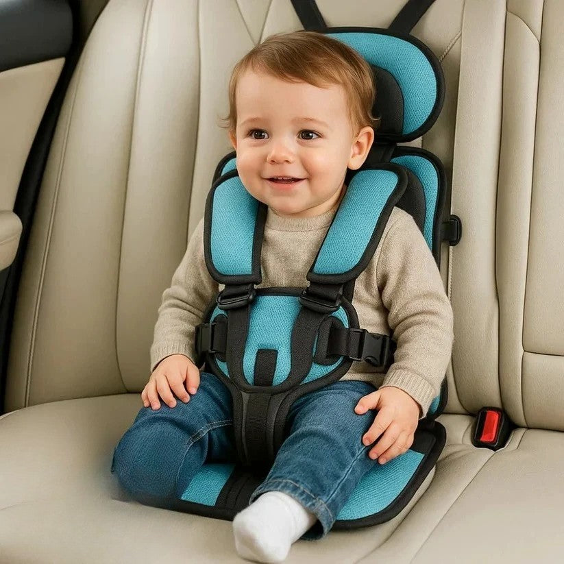 Opvouwbare Kinderzitje Reisstoeltje Zwart met Vijfpuntsgordel | Compact voor Taxi Mietwagen en Vakantie Onderweg met Kinderen | Sansoti