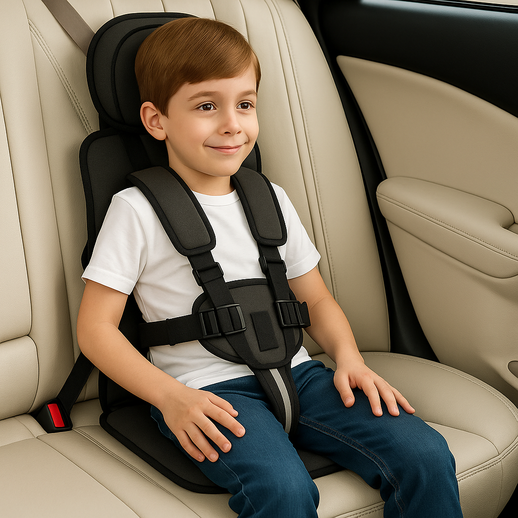 Kinderzitje Auto Met 5-Puntsgordel Draagbaar Polyester Katoen Tot 60kg | Sansoti