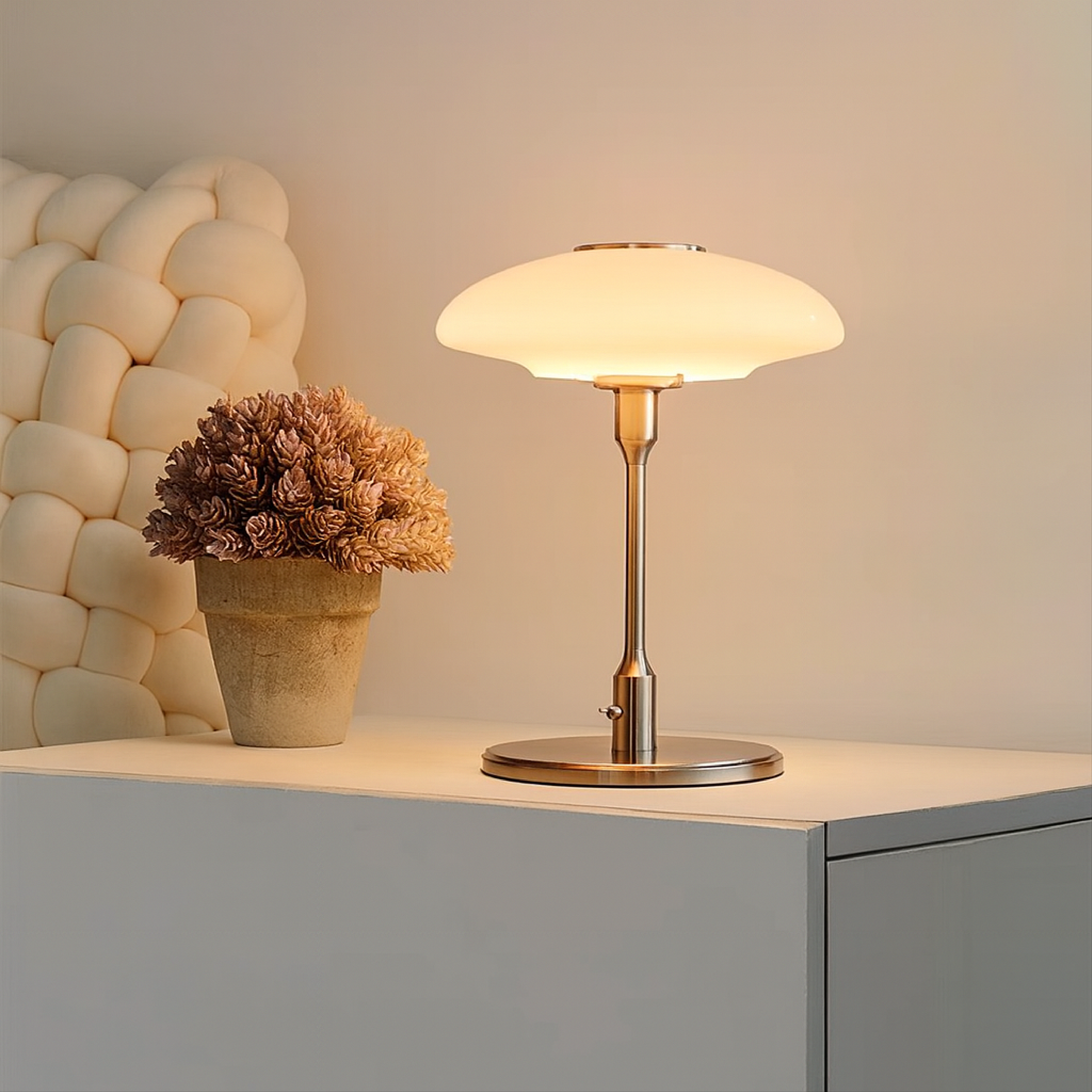 Lampe de table design suédois métal verre Ø30cm blanc chaud table de chevet bureau minimalisme scandinave E14 LED éclairage design moderne | Restfield