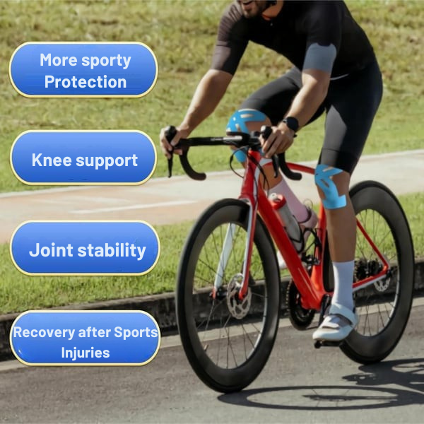 Kniebandage Voorgeknipte Kinesio Tape Zwart Sport Knieondersteuning | Flexibel Ademend Waterdicht | Sansoti