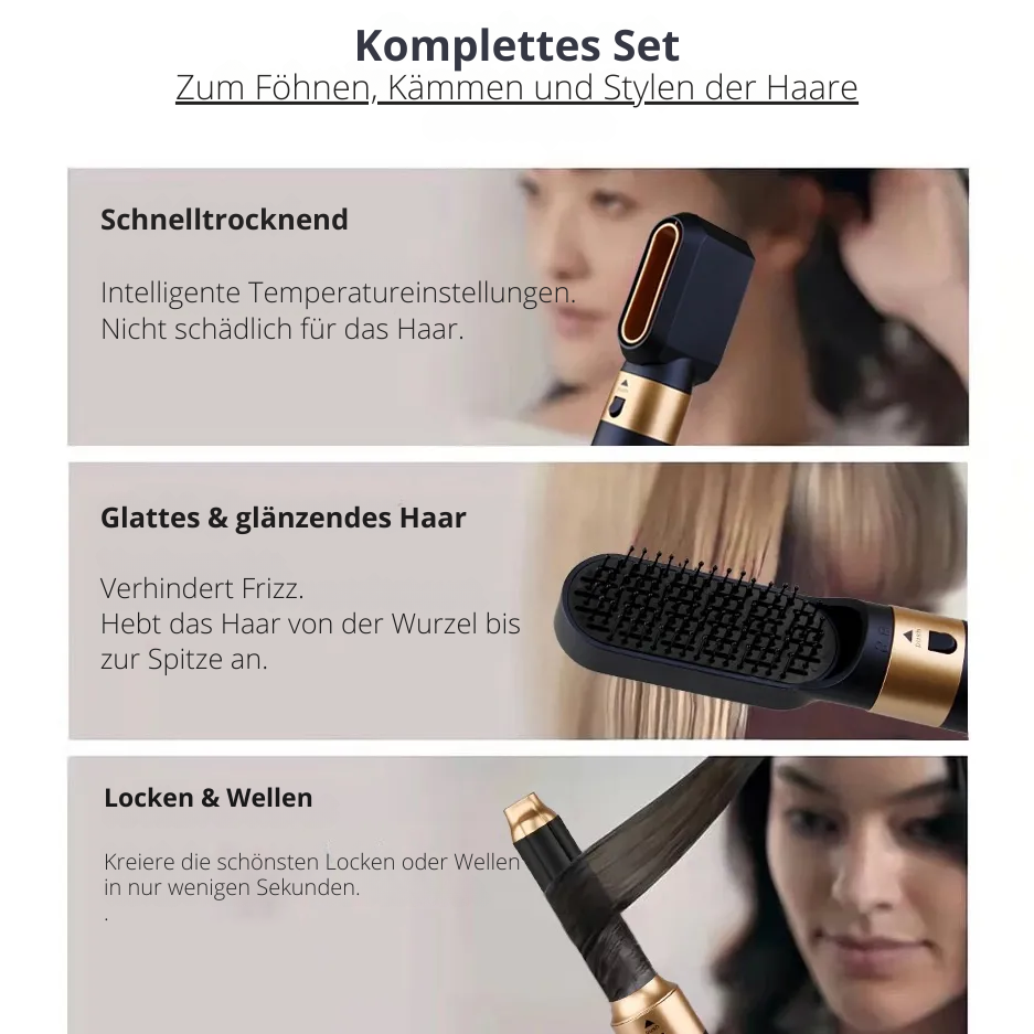 Haarstyler 5-in-1 1000W Ionen-Technologie Multifunctioneel Föhnen Stylen Krullen | Sansoti