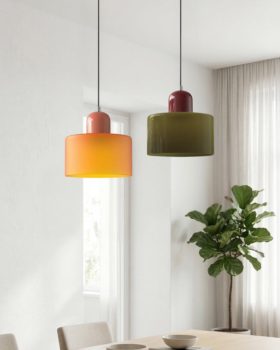 KORA Glazen Hanglamp | Bauhaus-Design Geometrisch Licht | Verstelbaar | E27 | Scandinavisch Interieur Verlichting | Sansoti