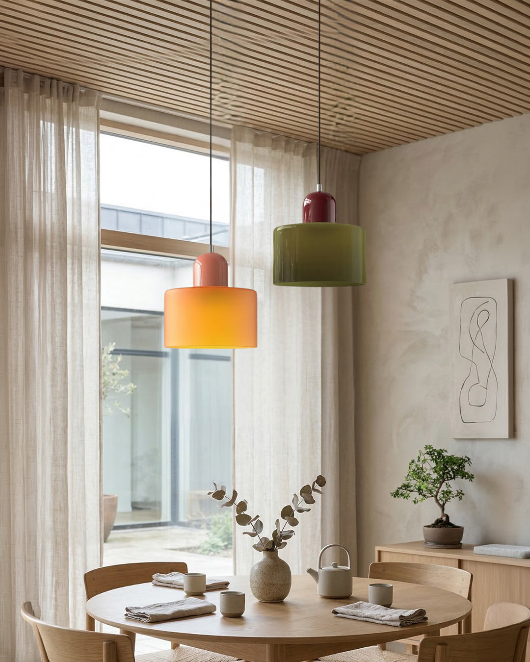 KORA Glazen Hanglamp | Bauhaus-Design Geometrisch Licht | Verstelbaar | E27 | Scandinavisch Interieur Verlichting | Sansoti