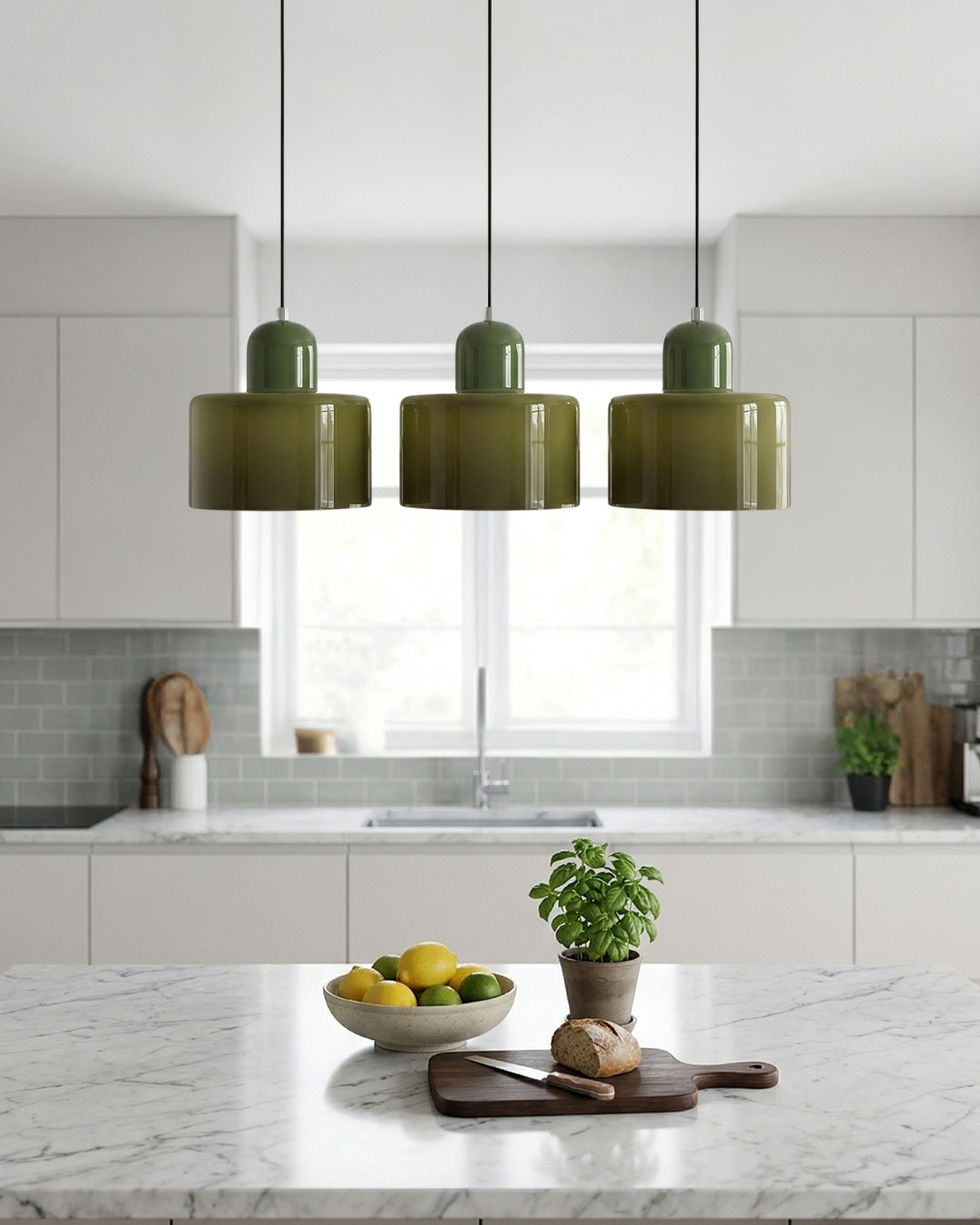 KORA Glazen Hanglamp | Bauhaus-Design Geometrisch Licht | Verstelbaar | E27 | Scandinavisch Interieur Verlichting | Sansoti