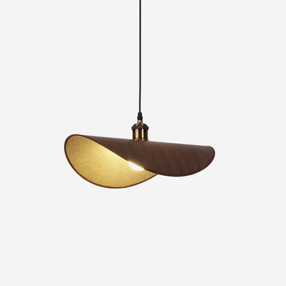 Pendant Light Linen Shade Wooden Accents Minimalist Design Scandinavian Dining Table Living Room Lighting | Sansoti