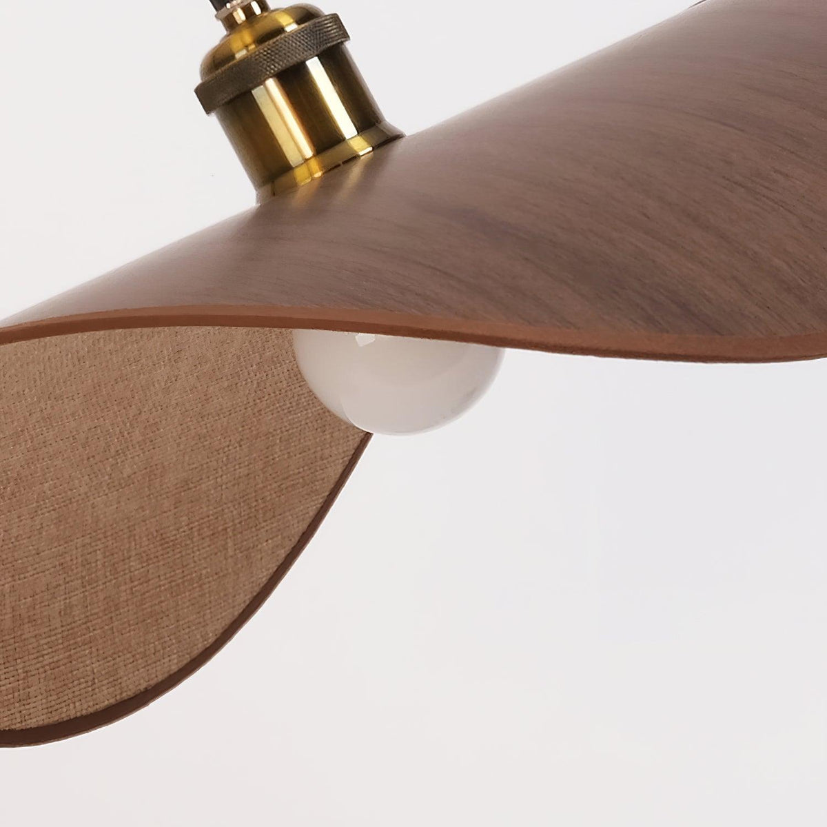 Pendant Light Linen Shade Wooden Accents Minimalist Design Scandinavian Dining Table Living Room Lighting | Sansoti