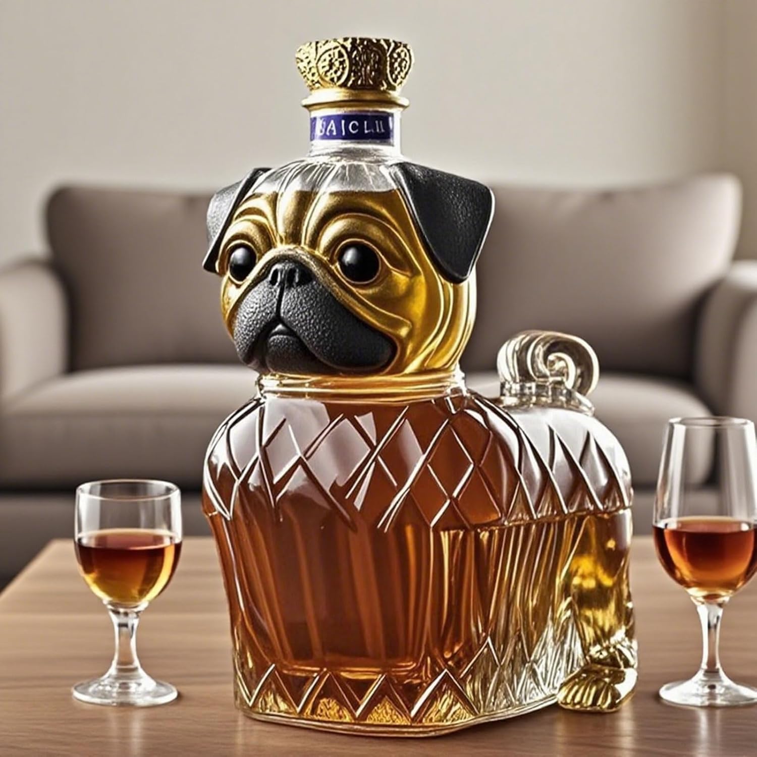 Glazen Whiskykaraf met Hondvormig Design 350ml Exclusieve Decanter voor Spirits en Whisky | Sansoti