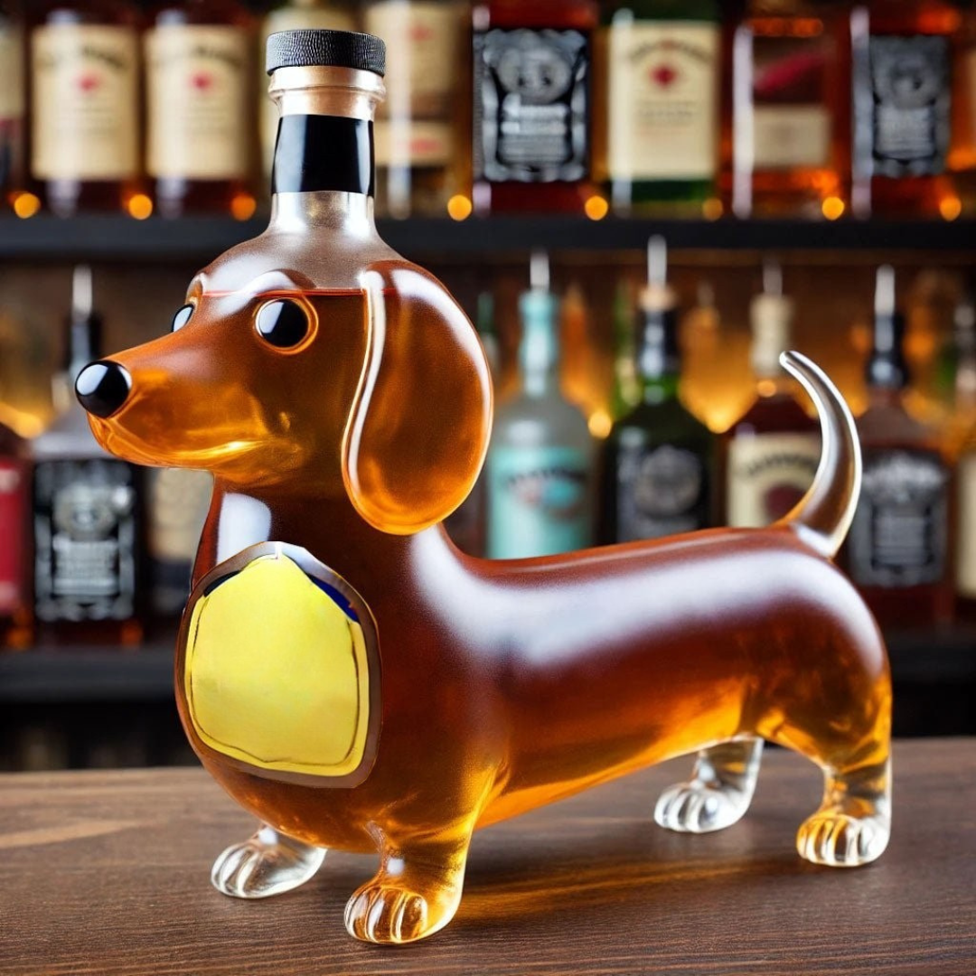 Glazen Whiskykaraf met Hondvormig Design 350ml Exclusieve Decanter voor Spirits en Whisky | Sansoti