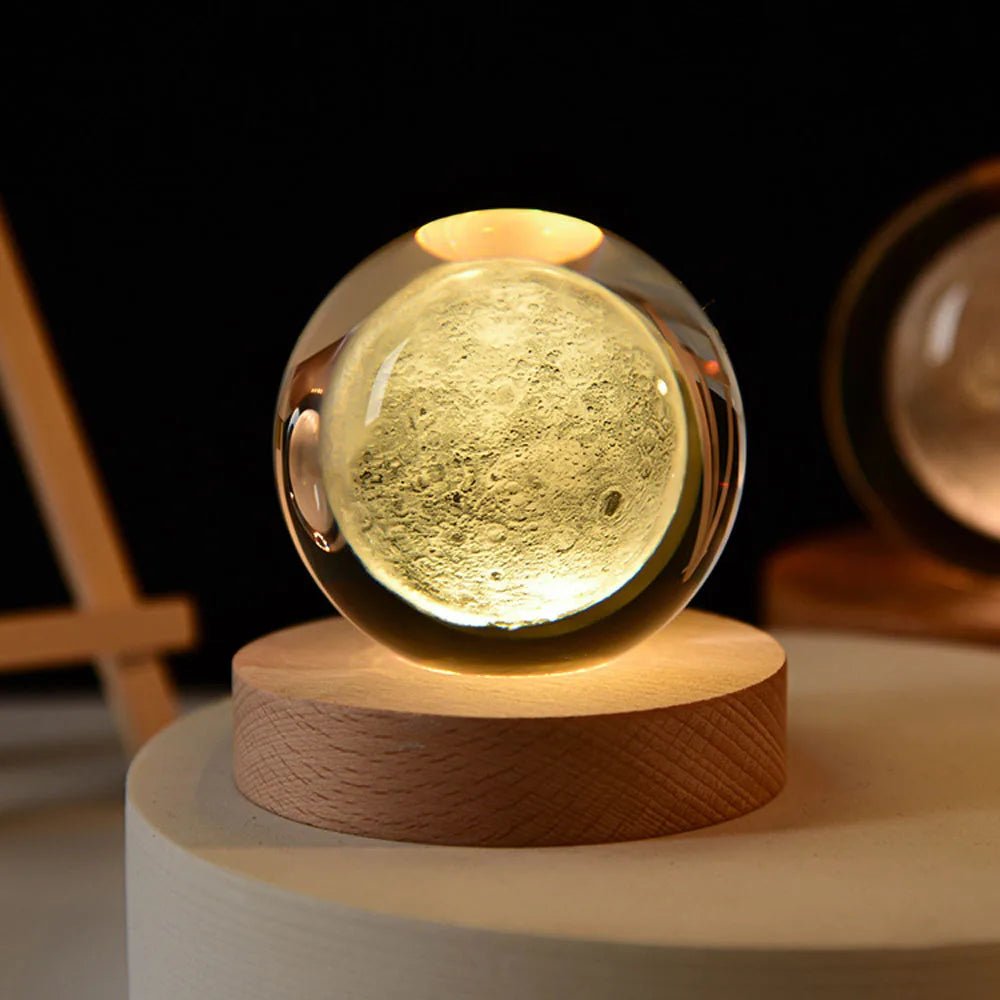 Kristallkugel Sonnensystem 8 cm, dekoratives Schreibtisch-Ornament, Weltraum- und Planeten-Display, gläsernes Wohnaccessoire | Sansoti