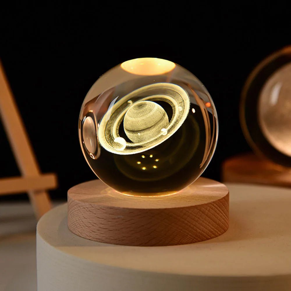 Kristallkugel Sonnensystem 8 cm, dekoratives Schreibtisch-Ornament, Weltraum- und Planeten-Display, gläsernes Wohnaccessoire | Sansoti