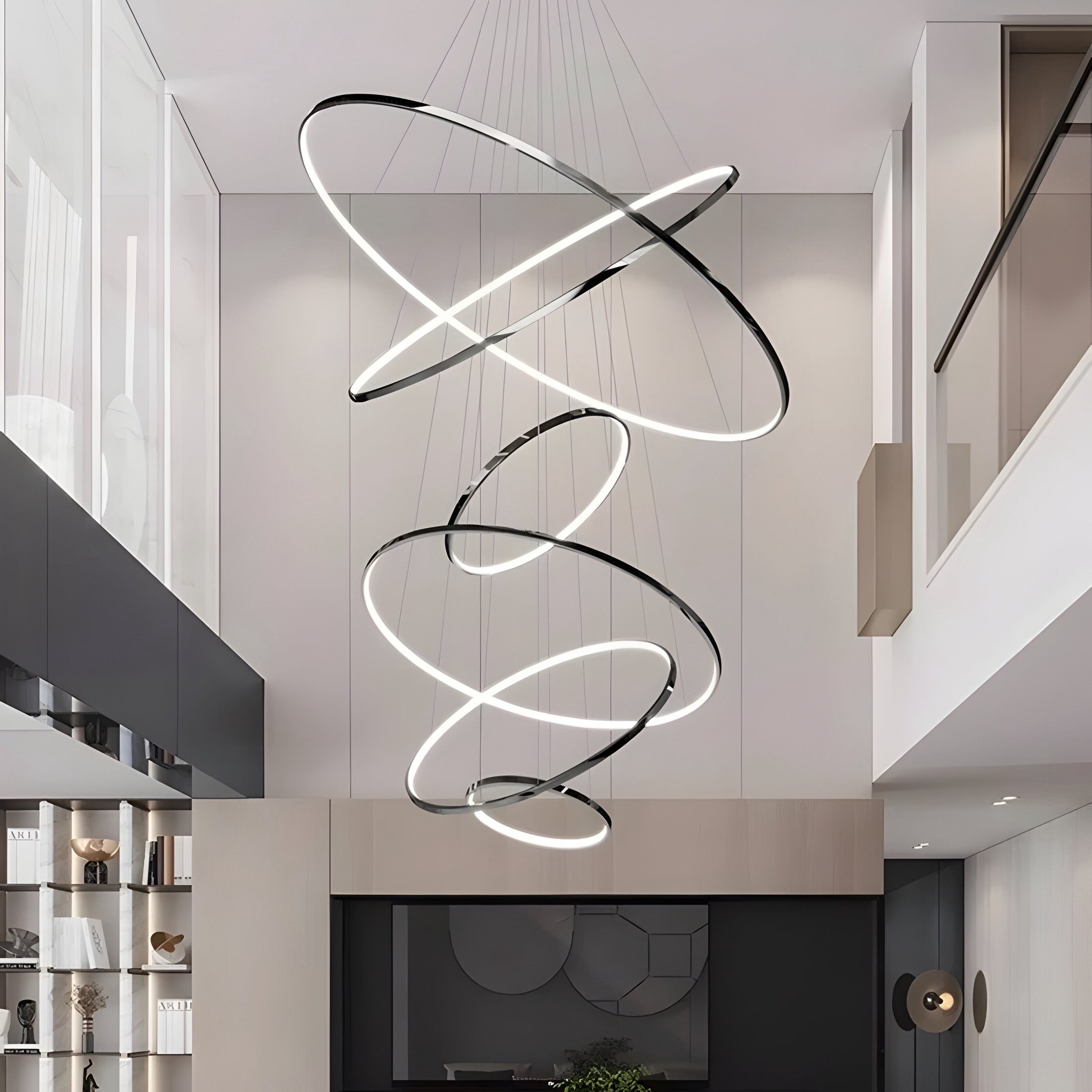 LED Kroonluchter Ringen Dimbaar RVS Goud Of Zwart 3 Tot 8 Elementen | Sansoti