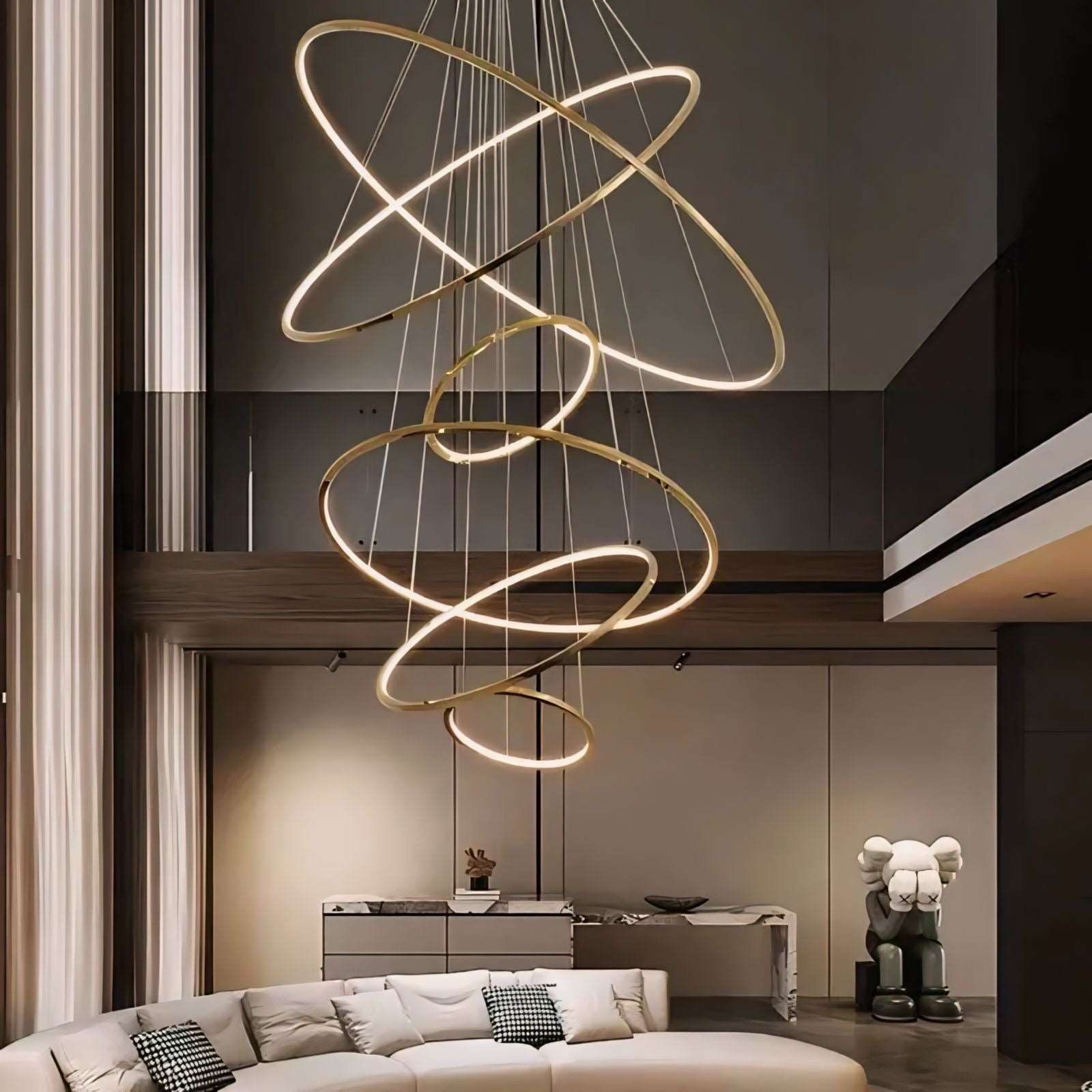 LED Kroonluchter Ringen Dimbaar RVS Goud Of Zwart 3 Tot 8 Elementen | Sansoti