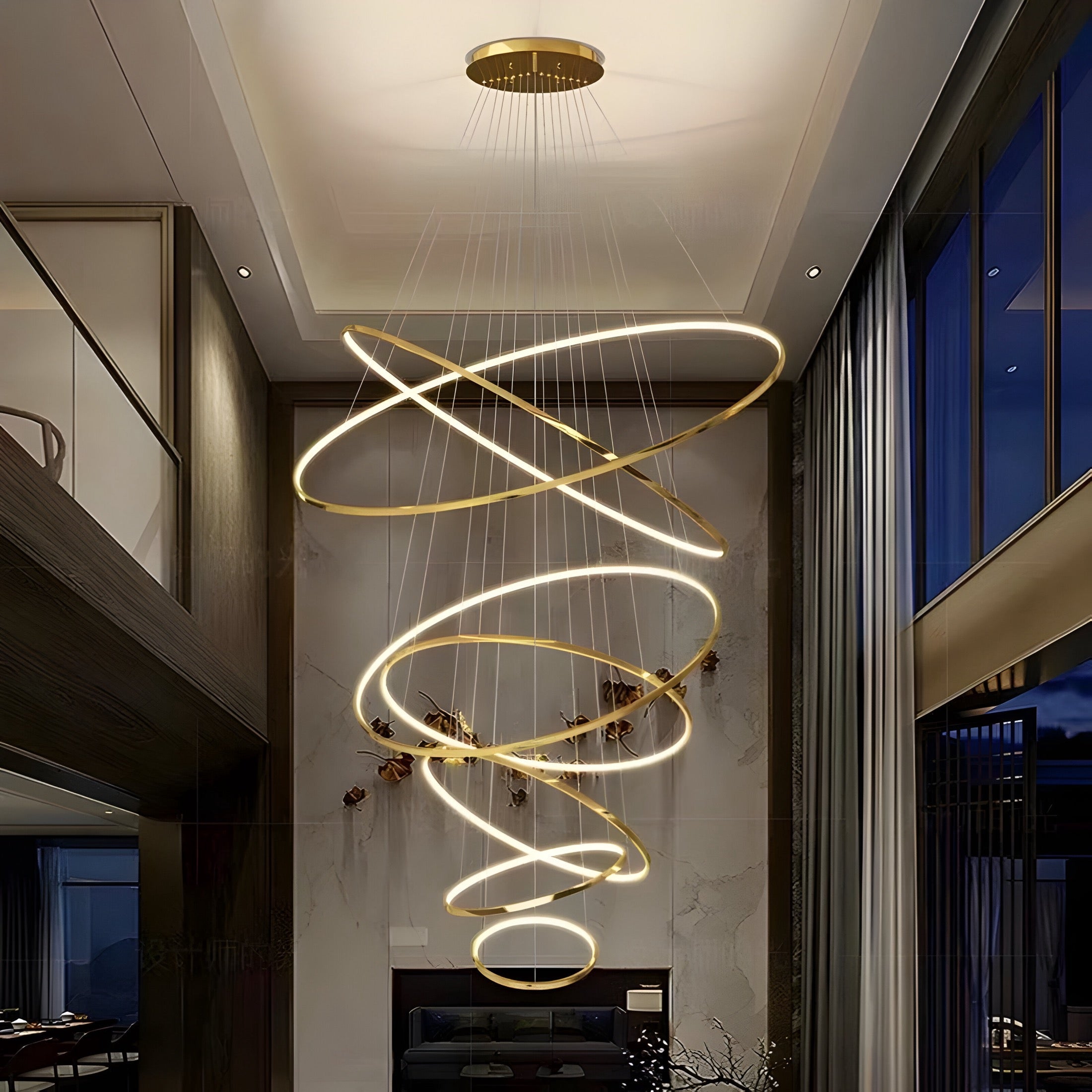 LED Kroonluchter Ringen Dimbaar RVS Goud Of Zwart 3 Tot 8 Elementen | Sansoti