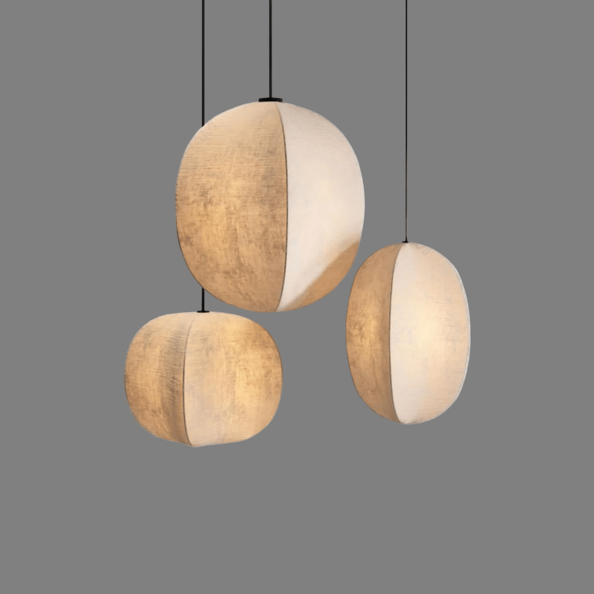 Linen Pendant Light Lantern Shape E27 Natural Textile Hanging Light for Dining Room Hallway Living Room Atmospheric Lighting | Sansoti