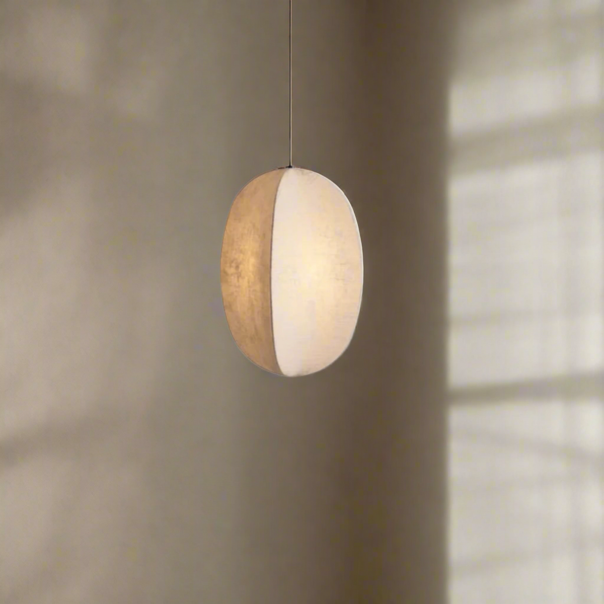 Linen Pendant Light Lantern Shape E27 Natural Textile Hanging Light for Dining Room Hallway Living Room Atmospheric Lighting | Sansoti