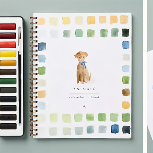 Watercolor Painting Book with Stencils and Paint Set for Beginners Adults Children Creative Hobby Drawing | Sansoti