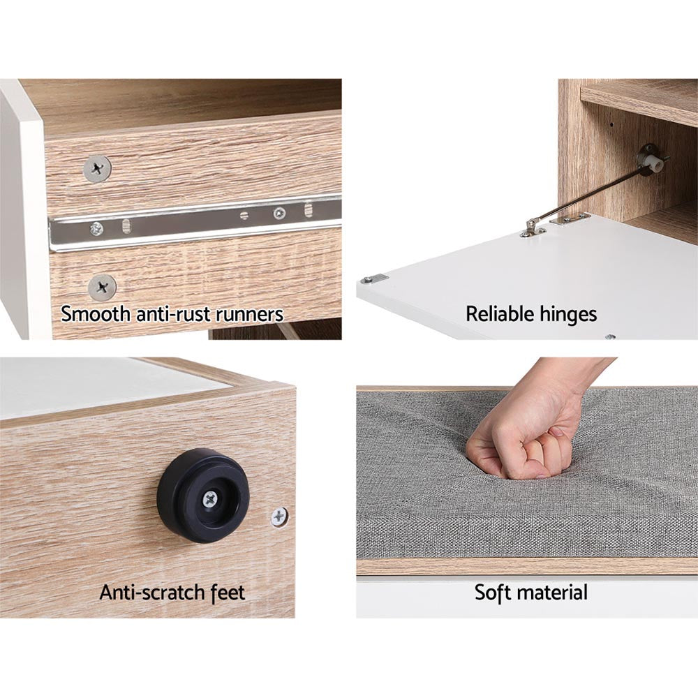 Schuhbank mit Stauraum und Schublade – Weißer Holz-Schuhschrank mit Sitzkissen für Flur und Eingangsbereich | Restfield