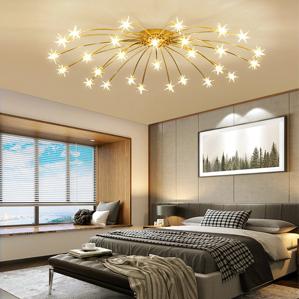 Plafondlamp Metaal Glas Semi Flush Mount LED Modern Woonkamer Eetkamer Slaapkamer | Sansoti