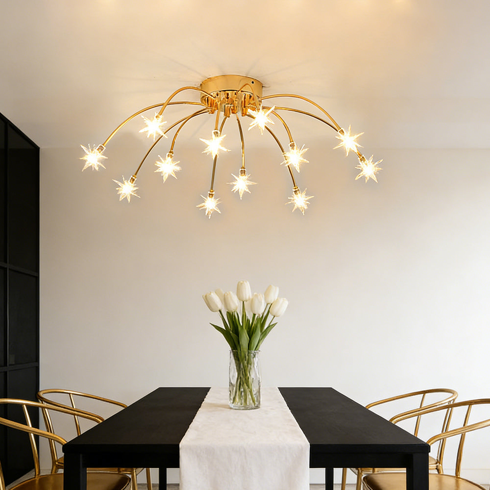 Plafondlamp Metaal Glas Semi Flush Mount LED Modern Woonkamer Eetkamer Slaapkamer | Sansoti