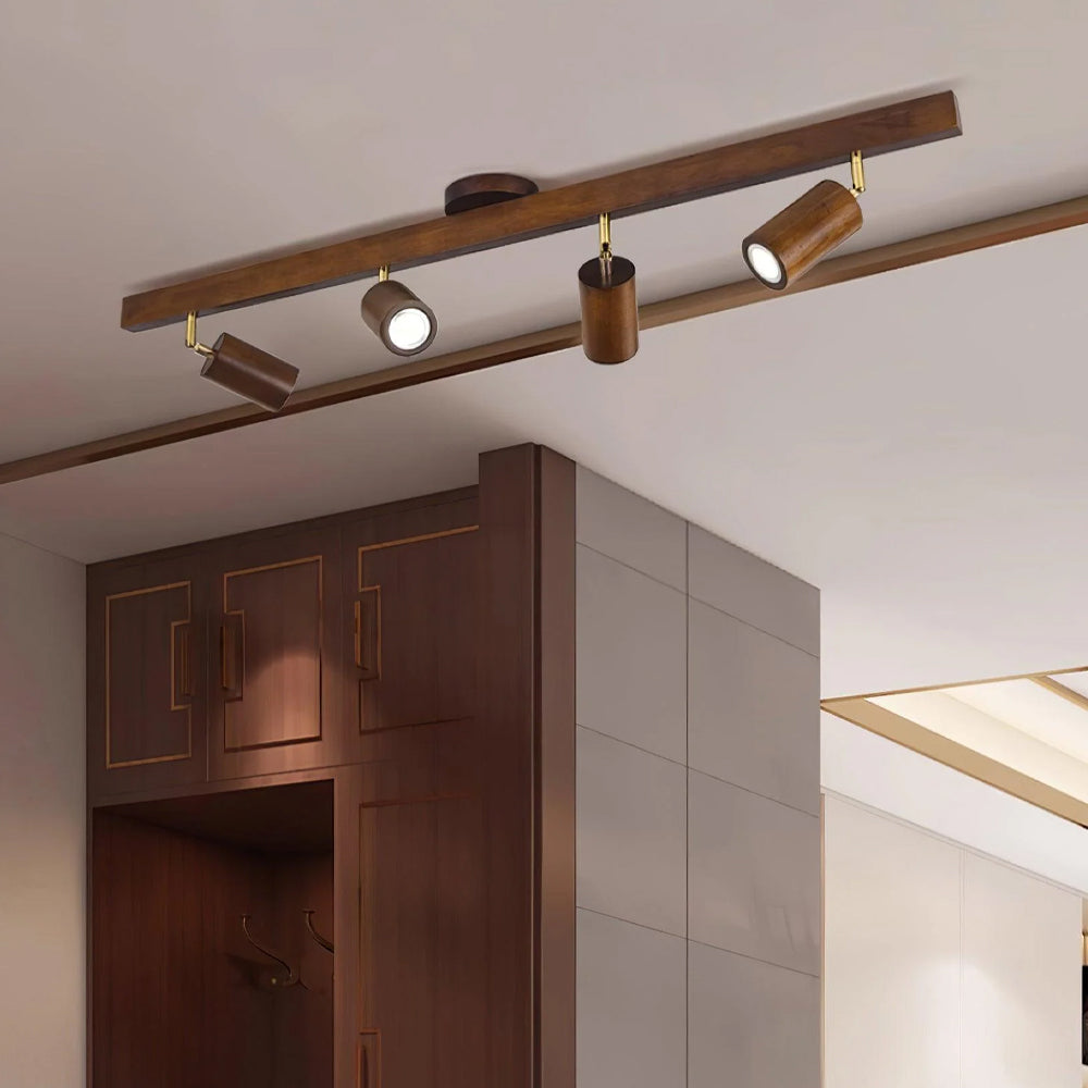 Houten Railverlichting LED Plafondlamp Wandlamp Natuurlijk Modern Woonkamer Eetkamer | Sansoti