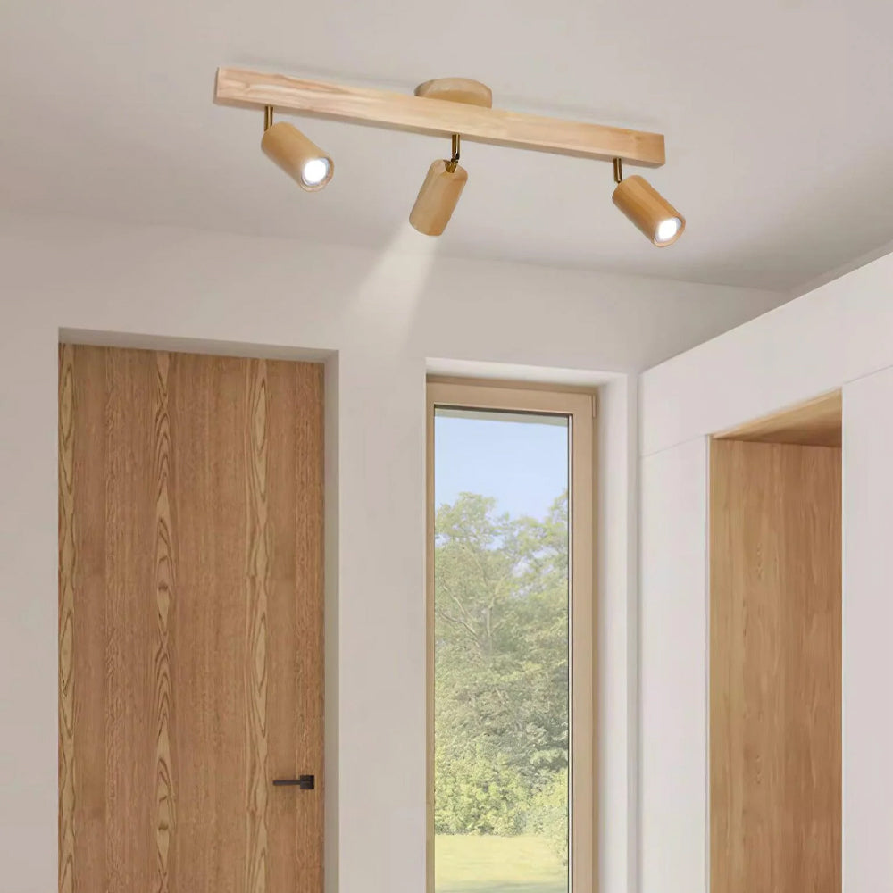 Houten Railverlichting LED Plafondlamp Wandlamp Natuurlijk Modern Woonkamer Eetkamer | Sansoti