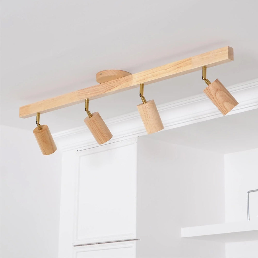 Houten Railverlichting LED Plafondlamp Wandlamp Natuurlijk Modern Woonkamer Eetkamer | Sansoti