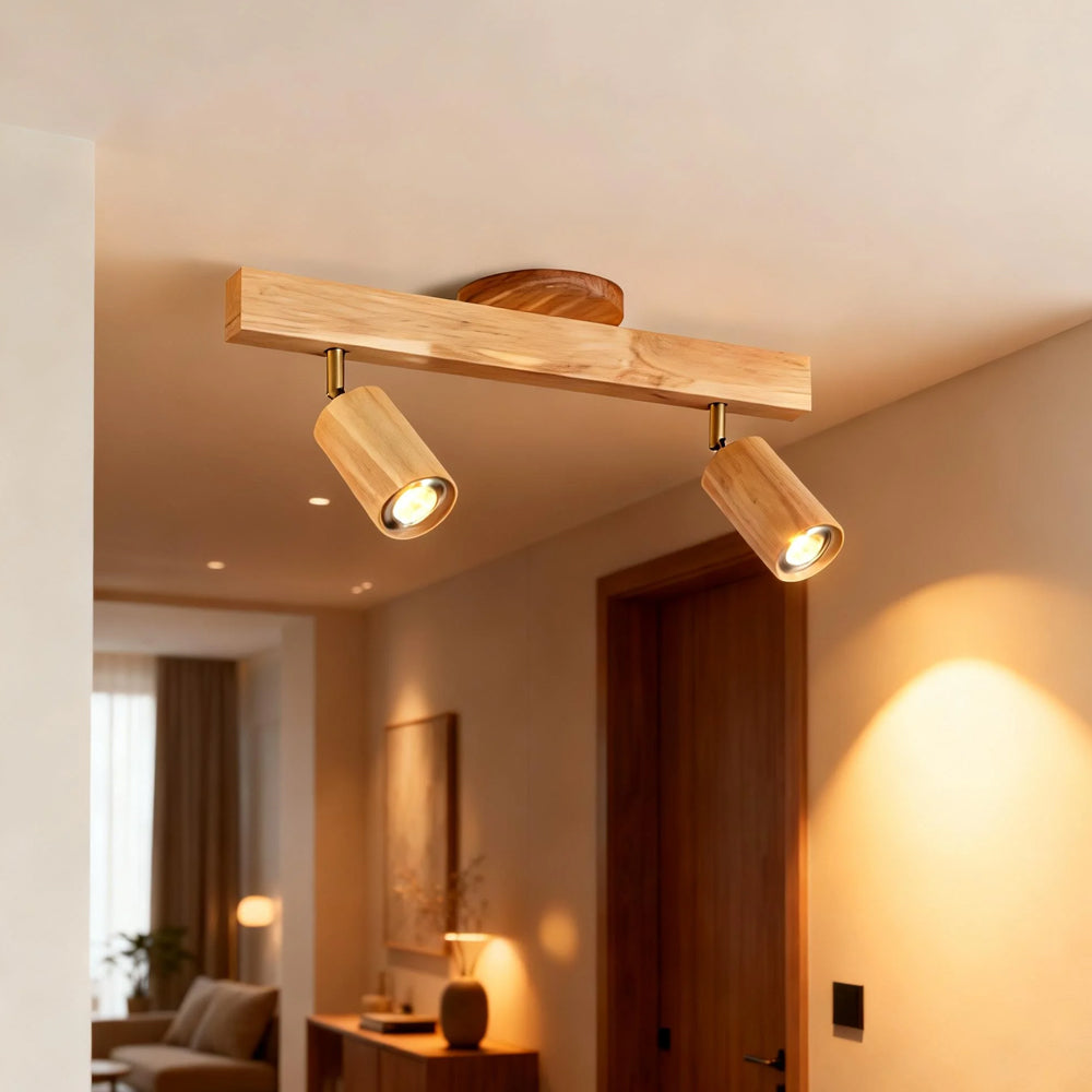 Houten Railverlichting LED Plafondlamp Wandlamp Natuurlijk Modern Woonkamer Eetkamer | Sansoti