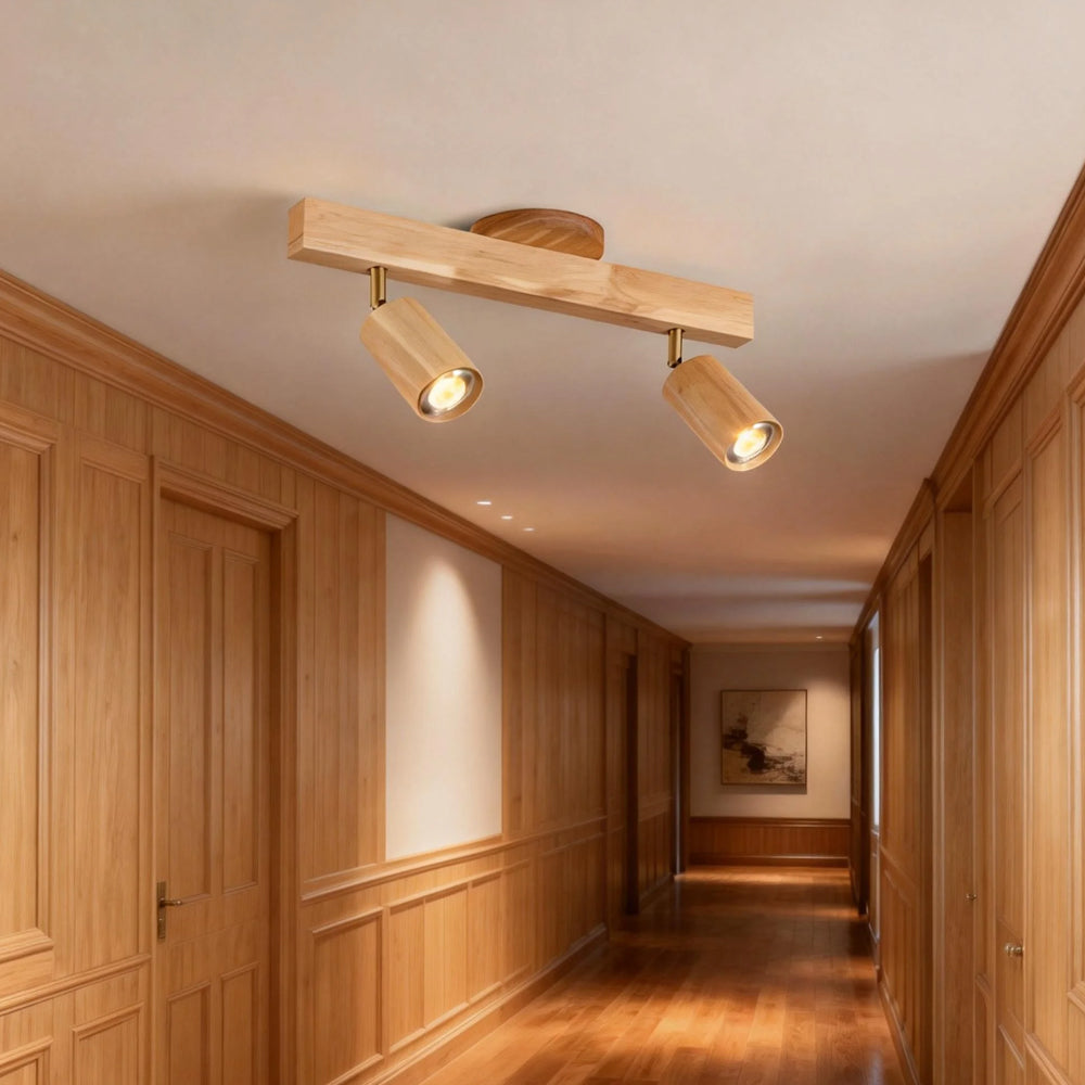 Houten Railverlichting LED Plafondlamp Wandlamp Natuurlijk Modern Woonkamer Eetkamer | Sansoti