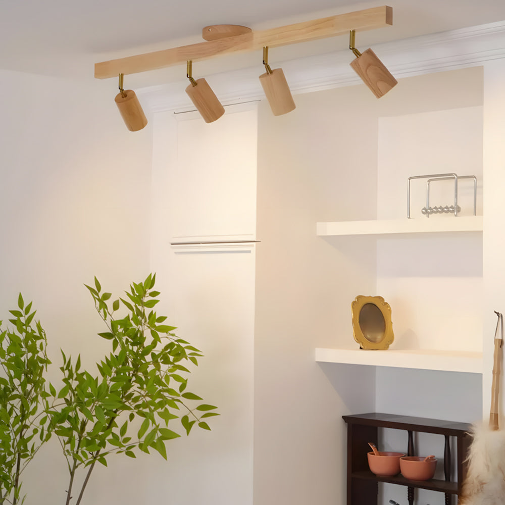 Houten Railverlichting LED Plafondlamp Wandlamp Natuurlijk Modern Woonkamer Eetkamer | Sansoti