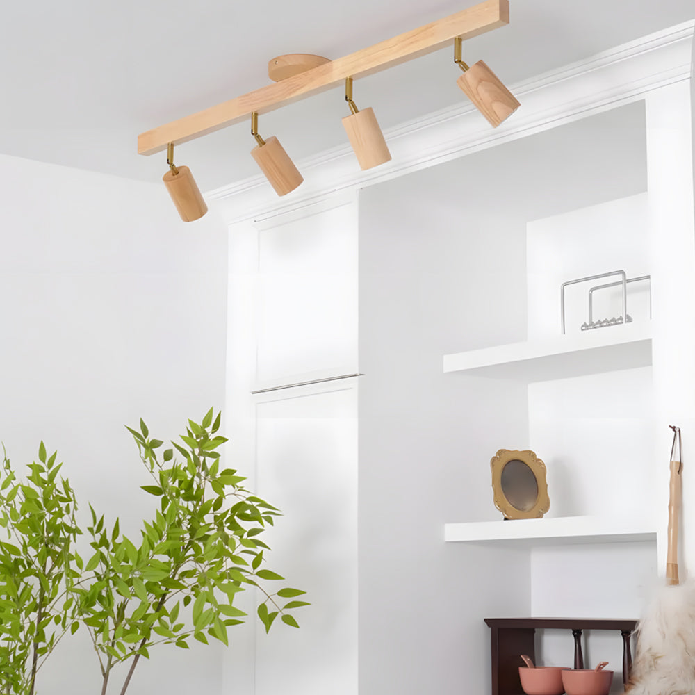 Houten Railverlichting LED Plafondlamp Wandlamp Natuurlijk Modern Woonkamer Eetkamer | Sansoti
